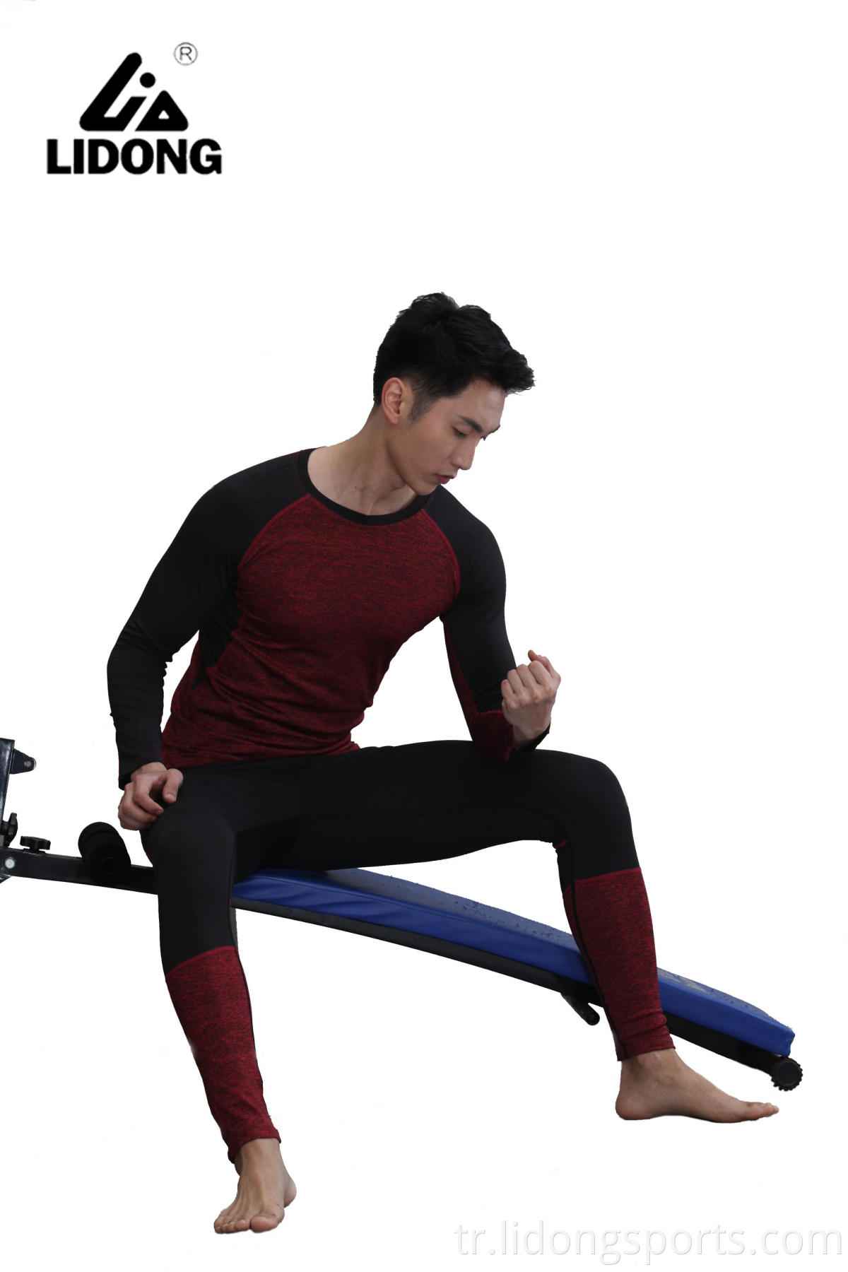 Lidong oem üniformaları Toptan yüksek kaliteli polyester erkek spor yoga uzun kollu fitness giyim